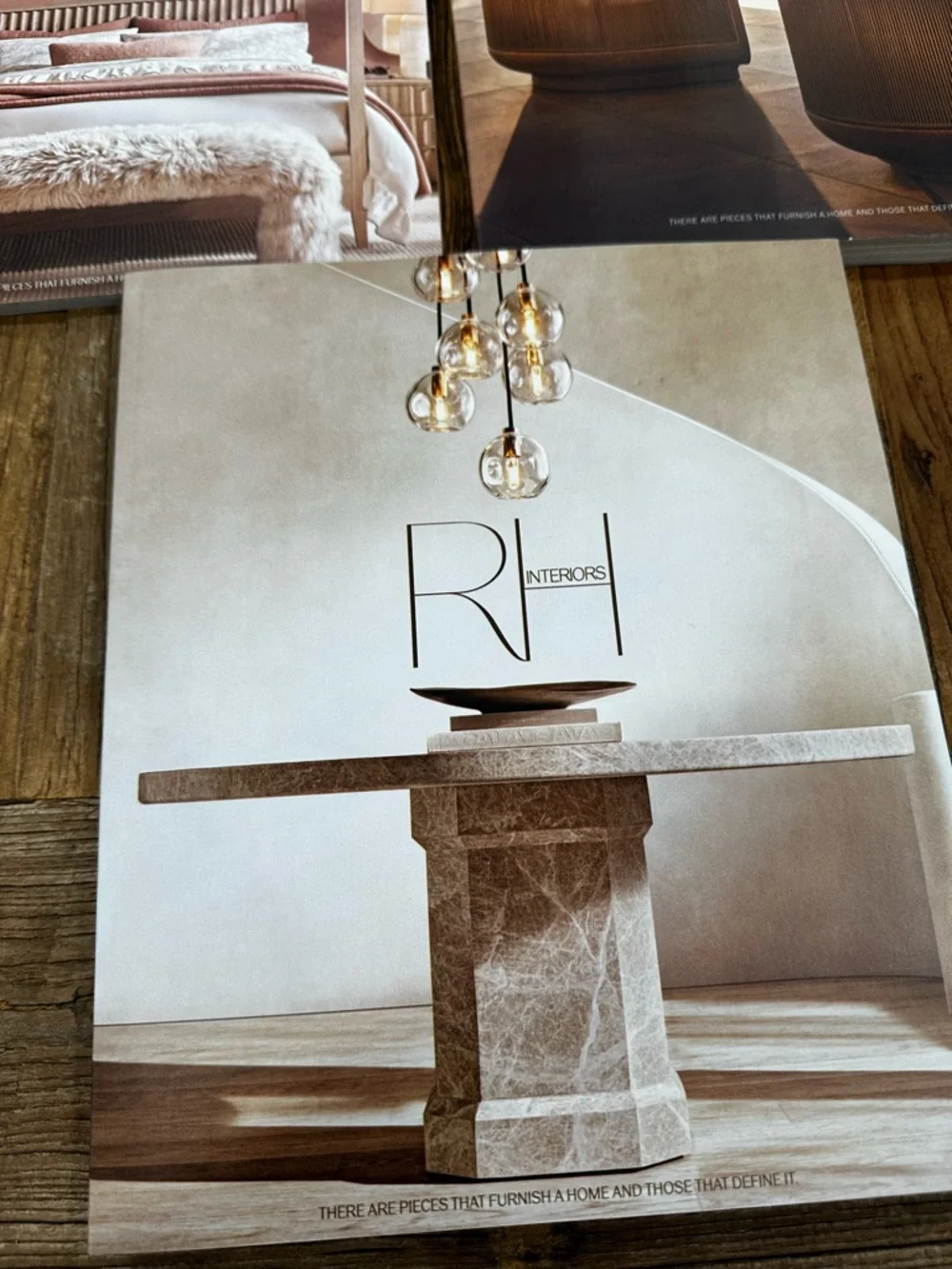 Restoration Hardware Coffee Table magazine- Cream, Brown, Blue set of 3